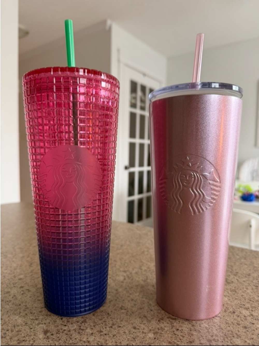 Starbucks Pink, Blue and Rose Metallic Ombre Tumbler Duo